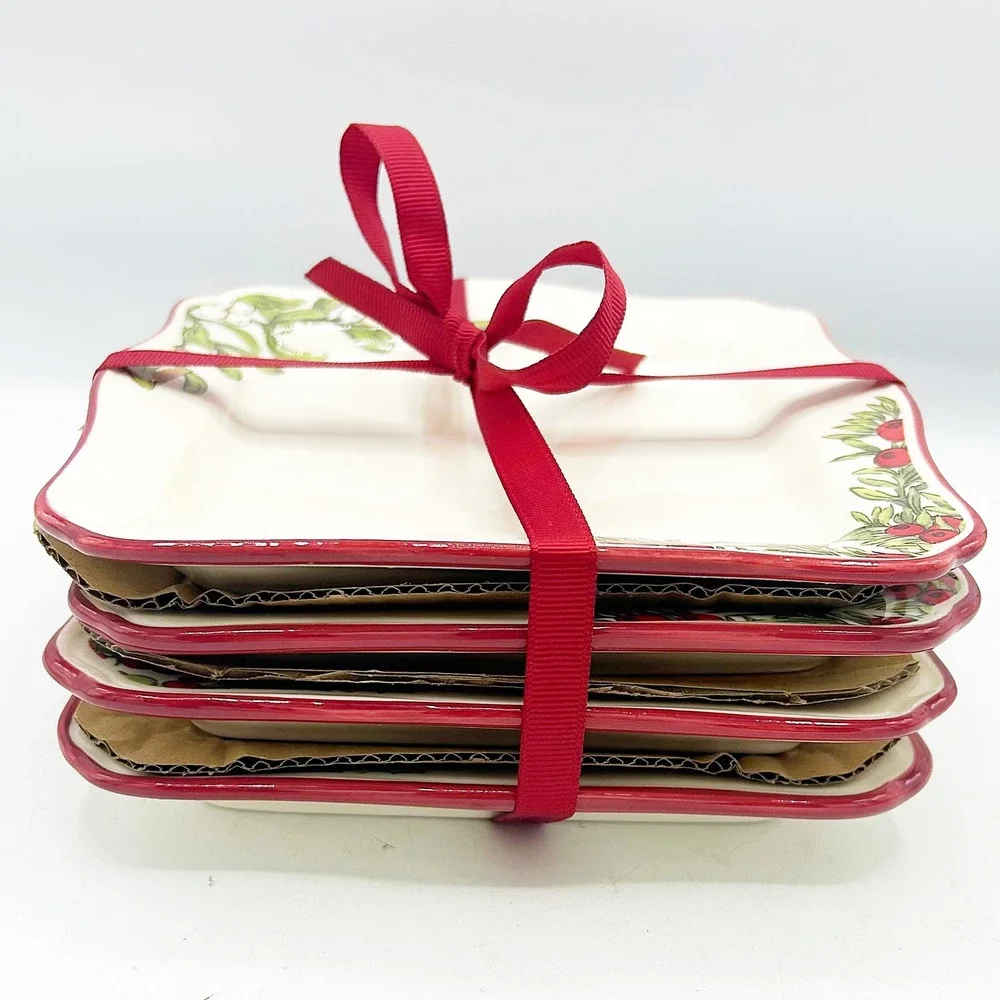 Better Homes & Gardens Square Appetizer Plates Set of 4 Heritage‎ Collection